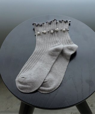 Tiaclasse リブ編みパールソックス グレー
