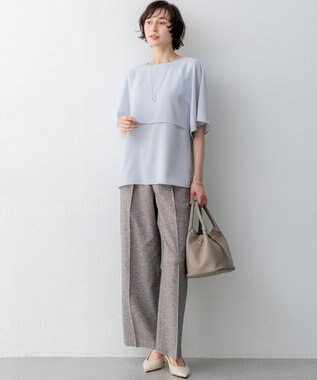 23区 S 【新色追加】ストレッチジョーゼット  ケープデザイン カットソー ライトブルー系