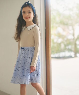 組曲 KIDS 【110-140cm】Tiny Flower スカート ミストブルー系5