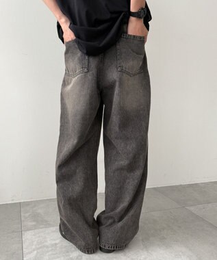 WEGO クロスモチーフオーバーダイバギーパンツ ブラック