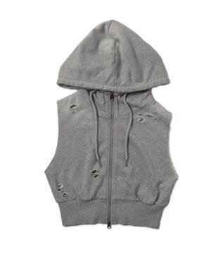 WEGO ヴィンテージウォッシュWジップN／Sパーカー 杢グレー