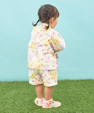 MIKI HOUSE HOT BISCUITS 【80-120cm】総柄 甚平スーツ 黄