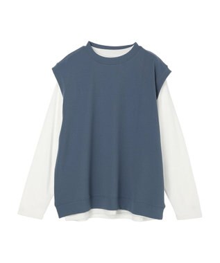 CRAFT STANDARD BOUTIQUE 梨地カットベスト＋Ｌ／Ｓ　ＴＥＥーＳＥＴ Blue