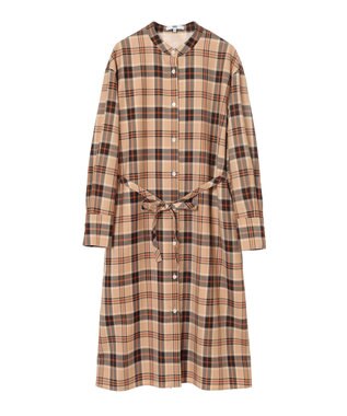 DAKS タータンチェック バンドカラーワンピース ベージュ