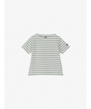 HELLY HANSEN 【キッズ・速乾・UVカット・抗菌防臭・記名ラベル付】ショートスリーブ HH マリンボーダーティー オフホワイト×ミスティーグレー