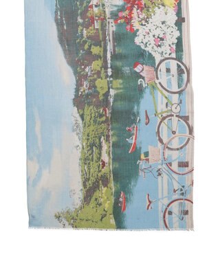 MOONBAT ハナト (Hanato) シルクコットンストール レイクサイド 197cm×70cm サックスブルー