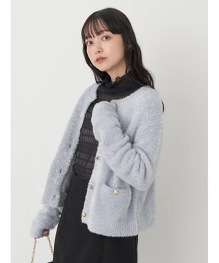 earth music&ecology キラキラシャギーカーディガン Light Gray