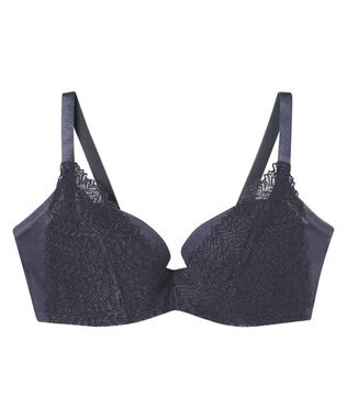 une nana cool 【脇高で背中スムージングブラジャー】さあわたし　レース ダークネイビー