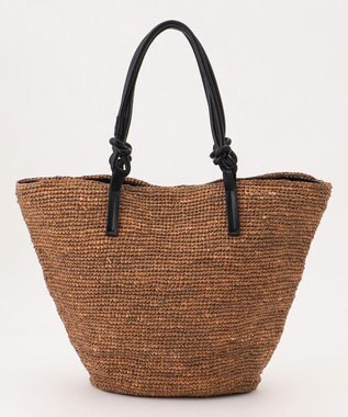 自由区 ノットハンドルラフィアトート バッグ ブラウン