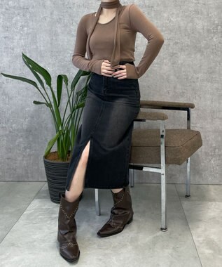 WEGO デニムミドルスカート スミクロ