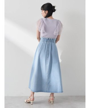 earth music&ecology 袖レースリブニットプルオーバー Lavender