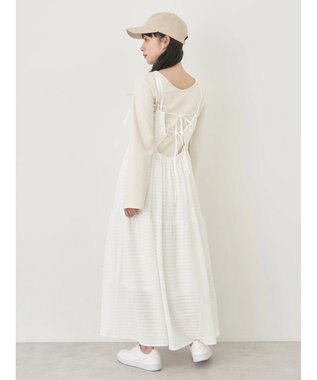 earth music&ecology 表面感肩リボンキャミワンピース Off White