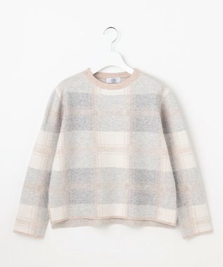 J.PRESS LADIES L Wooly Stretch Plaid ニット グレーチェック系