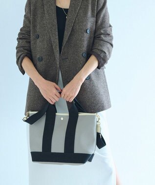 TOPKAPI 【Breath TOPKAPI】スコッチグレイン ネオレザー トート バッグ ショルダー付き M グレージュ