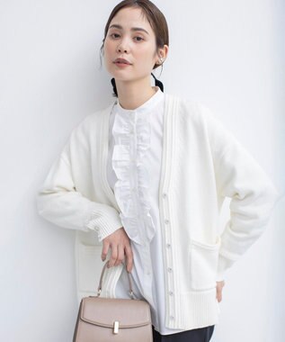 組曲 コンパクトシャーティング フリルブラウス アイボリー系