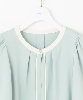 ANY SIS S 【洗える】バイカラーフレア ブラウス ミント