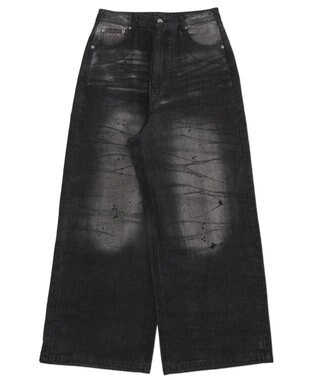 WEGO 【ユニセックス着用ITEM】スーパーバギーダーティデニムパンツ デニムブラックソノタ