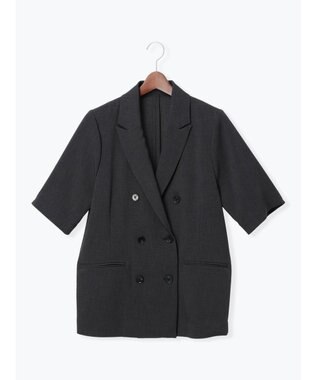 Te chichi ミックスツイルテーラードジャケット(セットアップ可)《2026 SUMMER LOOK item》 チャコールグレー