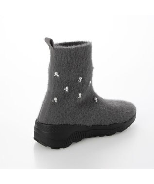 MODE ET JACOMO <carino>ビジュー付きニットブーツ グレー