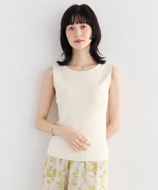YECCA VECCA 2wayスクエアノースリーブニット Ivory