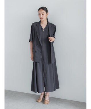 Te chichi ミックスツイルテーラードジャケット(セットアップ可)《2026 SUMMER LOOK item》 チャコールグレー