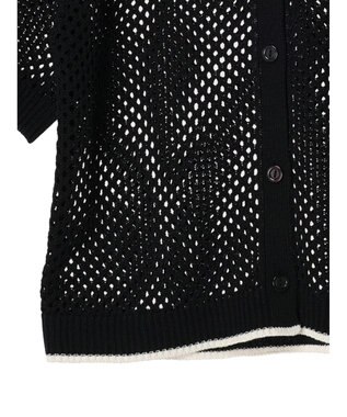 CRAFT STANDARD BOUTIQUE 配色メッシュニットカーディガン Black