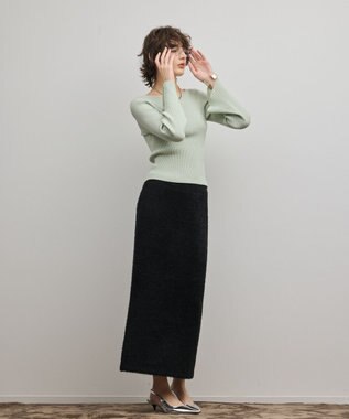 GRACE CONTINENTAL ラメフェザーニットスカート ブラック