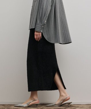 GRACE CONTINENTAL ラメフェザーニットスカート ブラック