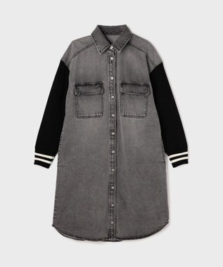 GRACE CONTINENTAL ニットスリーブデニムワンピース ブラック