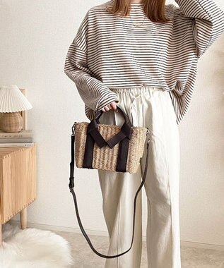 LA BAGAGERIE 【maison vert】 【ペーパー素材・多収納】リボンハンドル2WAYかごバッグ