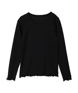 Green Parks ■ＥＳＣＡＲ　Ｕネッククレープカットプルオーバー Black