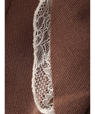 earth music&ecology レースドッキングフリルニットプルオーバー Mocha