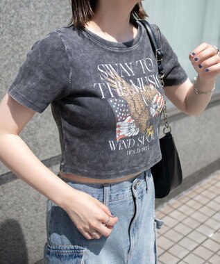 WEGO ヴィンテージウォッシュグラフィックリブT スミクロ