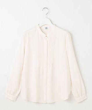 J.PRESS LADIES 【洗える】ヌーディスバックサテン ピンタック ブラウス アイボリー系
