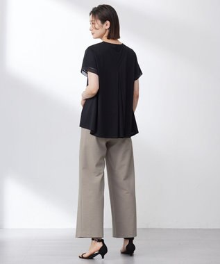 J.PRESS LADIES L 【洗える・接触冷感】プレーティングジャージー フレア カットソー ブラック系