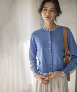 組曲 フラワーメタル ニット カーディガン ブルーベース