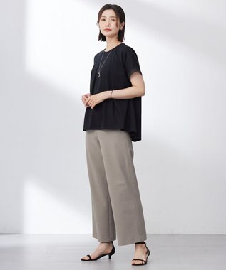 J.PRESS LADIES 【洗える・接触冷感】プレーティングジャージー フレア カットソー ブラック系