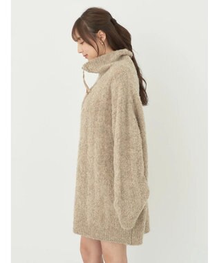 earth music&ecology ブークレハーフジップミニワンピース Mocha