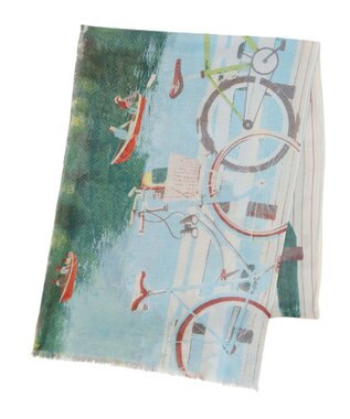 MOONBAT ハナト (Hanato) シルクコットンストール レイクサイド 197cm×70cm サックスブルー