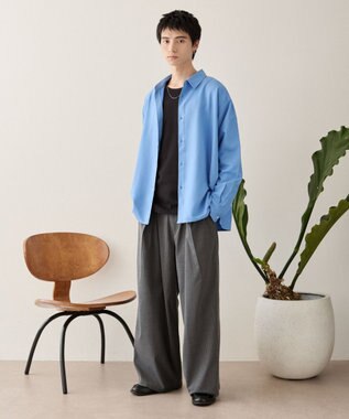 WEGO ルーズシルエットボックスシャツ（LS） ブルー