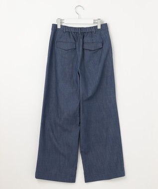 J.PRESS LADIES L 【洗える】セルロースシャンブレー ワイド パンツ ブルー系