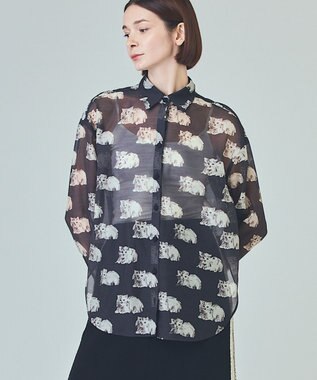 GRACE CONTINENTAL シアーCatブラウス ブラック