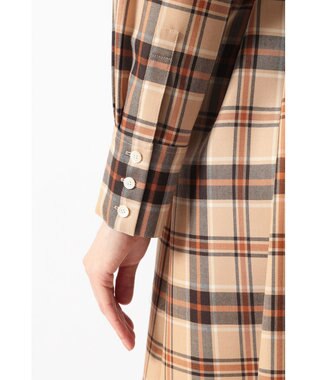 DAKS タータンチェック バンドカラーワンピース ベージュ