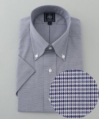  【EXTRA COMFORT / 形態安定・ストレッチ・抗菌防臭・速乾】パナマミニチェック 半袖シャツ/B.D.