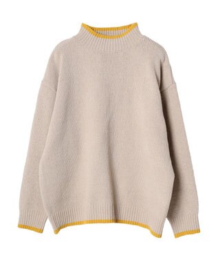 CRAFT STANDARD BOUTIQUE 洗えるモールニット配色プルオーバー Gray Beige