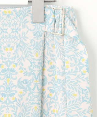 自由区 S 【洗える】ダマスクフローラルプリント スカート ライトブルー