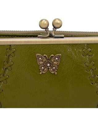ANNA SUI マチルダ 二つ折り口金長財布 カーキ