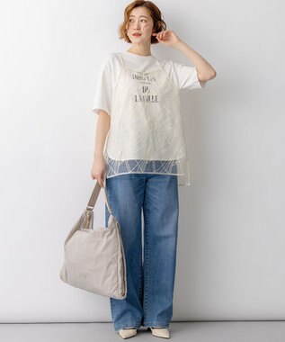 23区 ドロ－ストリング ショルダーバッグ(L) ベージュ系