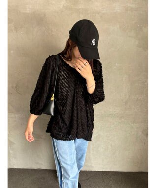 Green Parks AnriettMusee カットジャガードタックブラウス Black