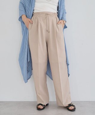 Green Parks 麻調合繊イージーパンツ Light Beige